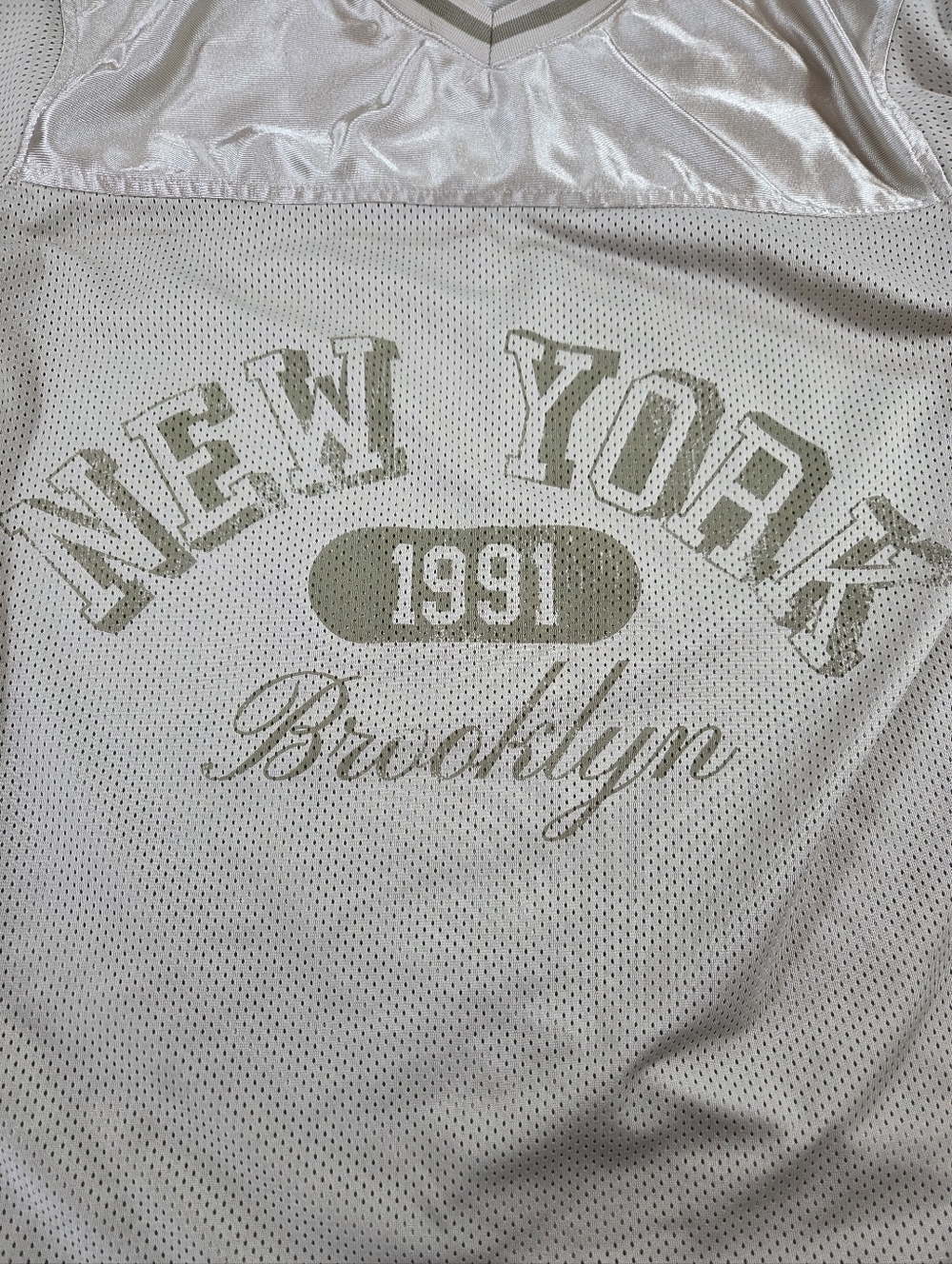 Brooklyn NY 1991 Jersey Shirt Mens Medium Beige Mesh‎ NYC Athletics Streetwear - Picture 3 of 10